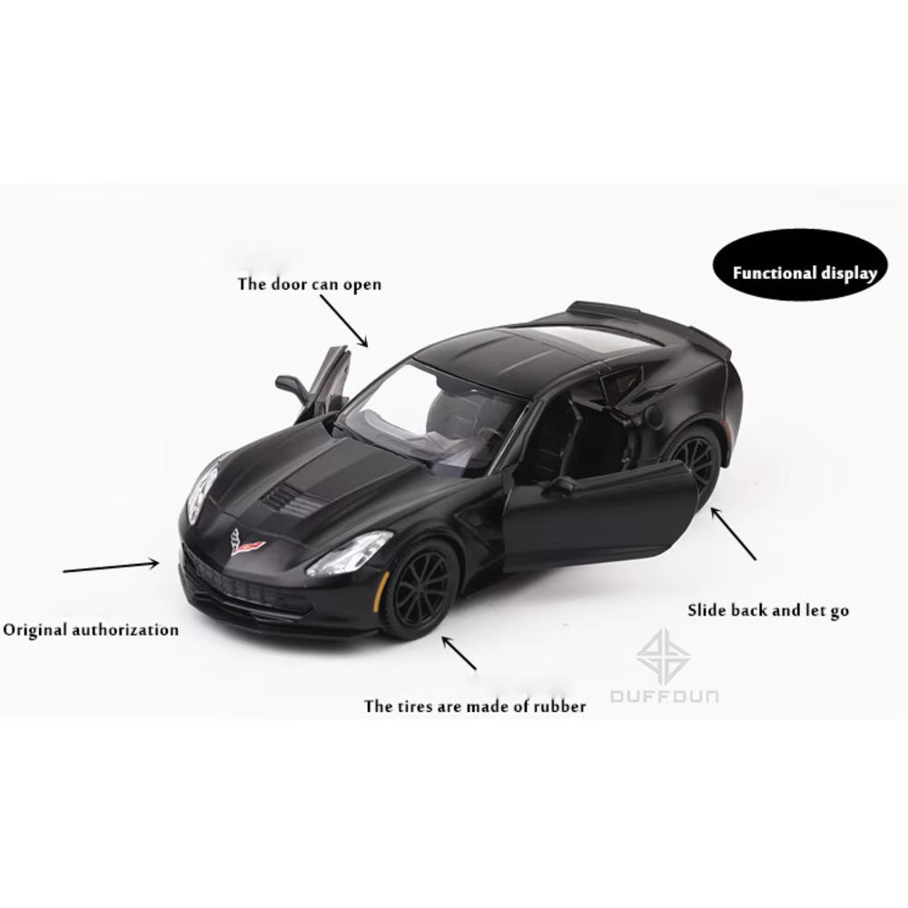 1/36 Chevrolet Corvette C7 Alloy Diecast Super Sport Car Model Toys Simulation Metal Vehicle Body with Pull Back Children'S Toys