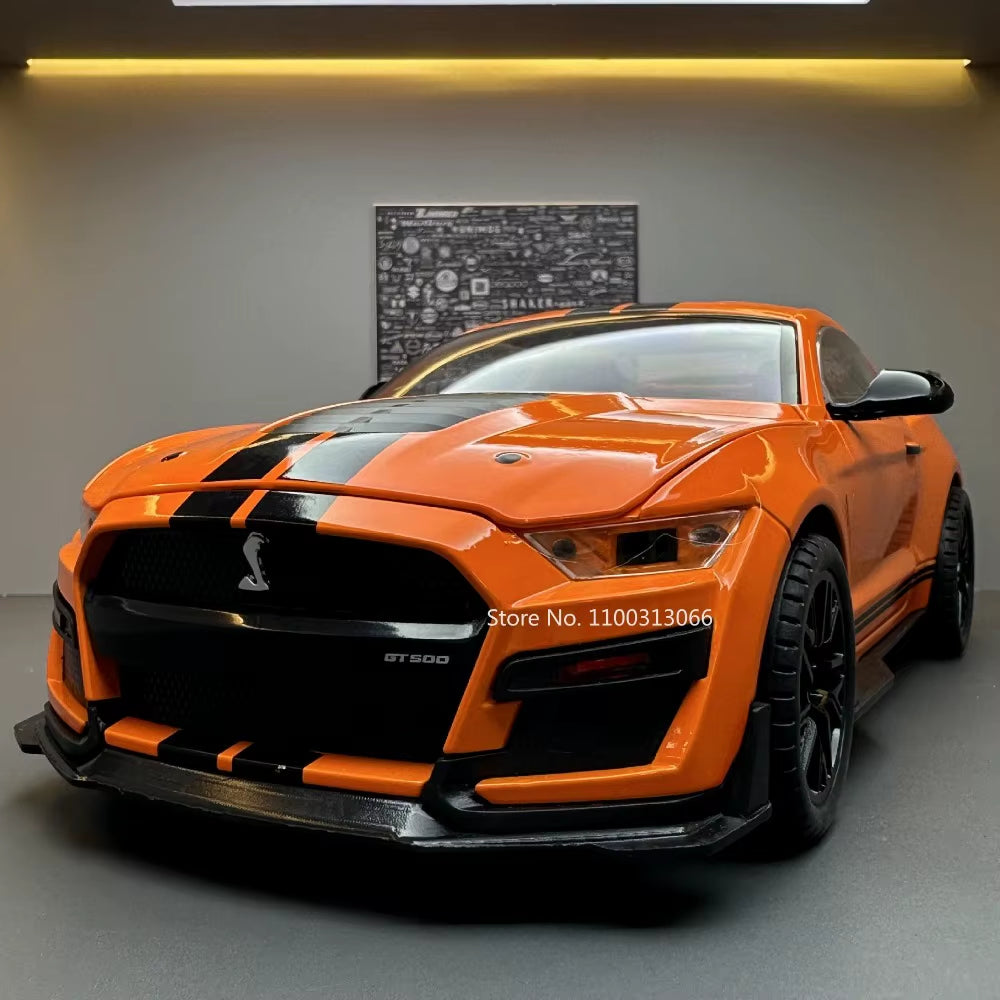 1/18 Mustang GT500 Toys Model Car Alloy Diecasts Vehicle Model with Light and Sound Super Sport Car for Boys Birthday Gifts