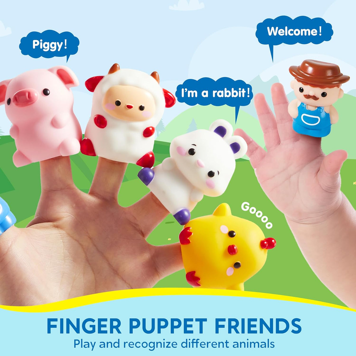 Montessori Toys for Toddlers 1-3, Farm Animal Train Toy for Counting, Stacking, Matching & Sorting with 9 Animal Figures & 1 Farmer, Toys for 1 2 3 4 Year Old Boys Girls Gifts