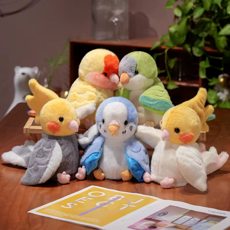 20Cm Cute Bird Plush Toys Parrot Cosplay Plush Doll Educational Baby Toys Kawaii Cockatiel/Budgerigar/Monk Parakeet Hand Puppet