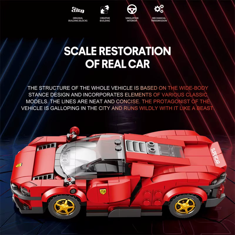 Super Sport Car Building Blocks City Speed Vehicle Car Model Bricks Desktop Ornaments DIY Assembly Toys Holiday Gift for Kids