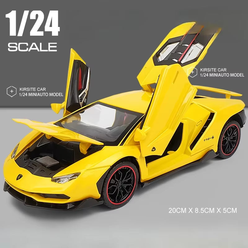 Simulation 1/24 Scale Lamborghini LP770 Super Car Model Sound Light Children Boys Diecast Toys Vehicles Gift Collective Voiture