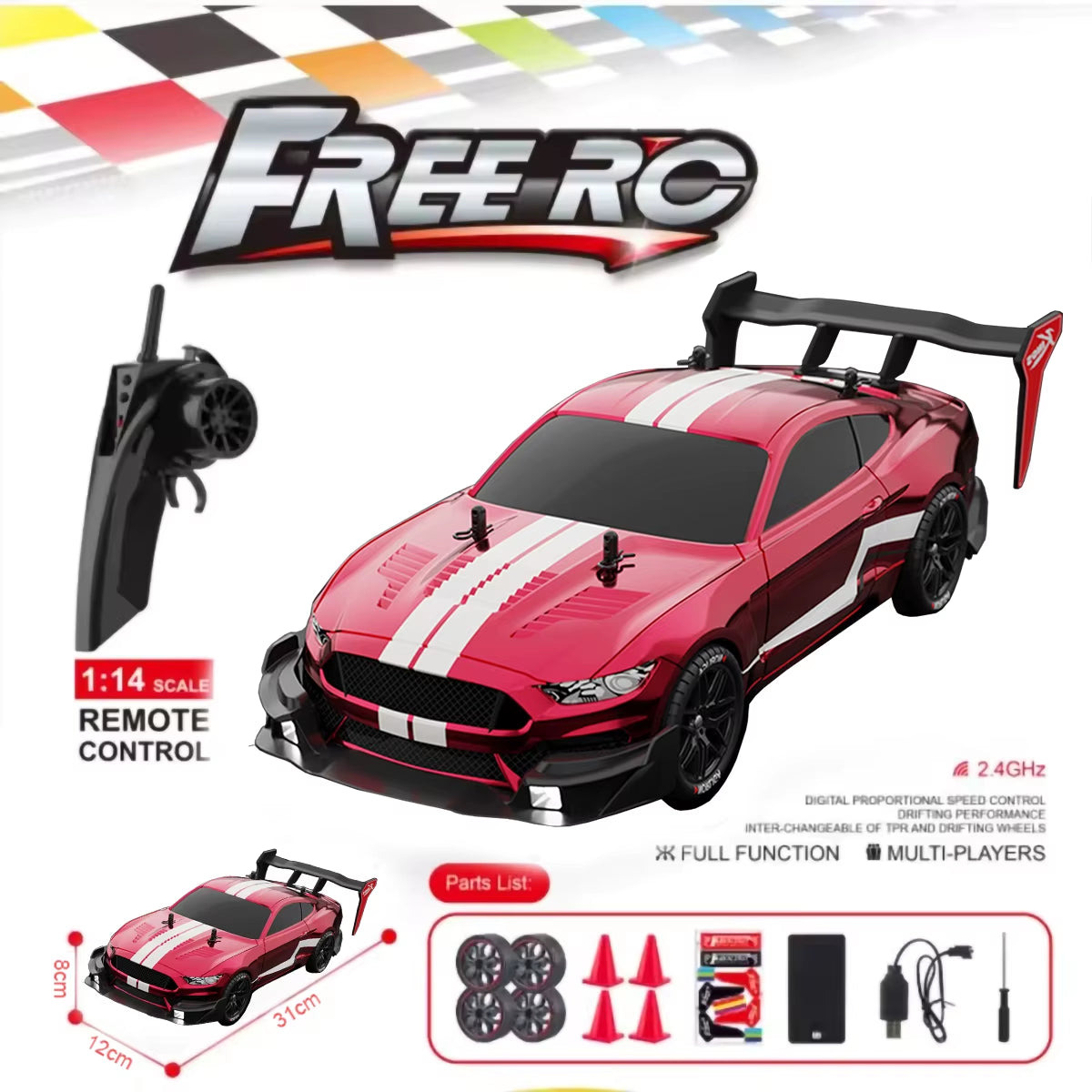 RTR MUSTANG 2.4G Drift Car 4WD Electric Remote Control Cars High Speed Racing Racing Car Toys for Car RC