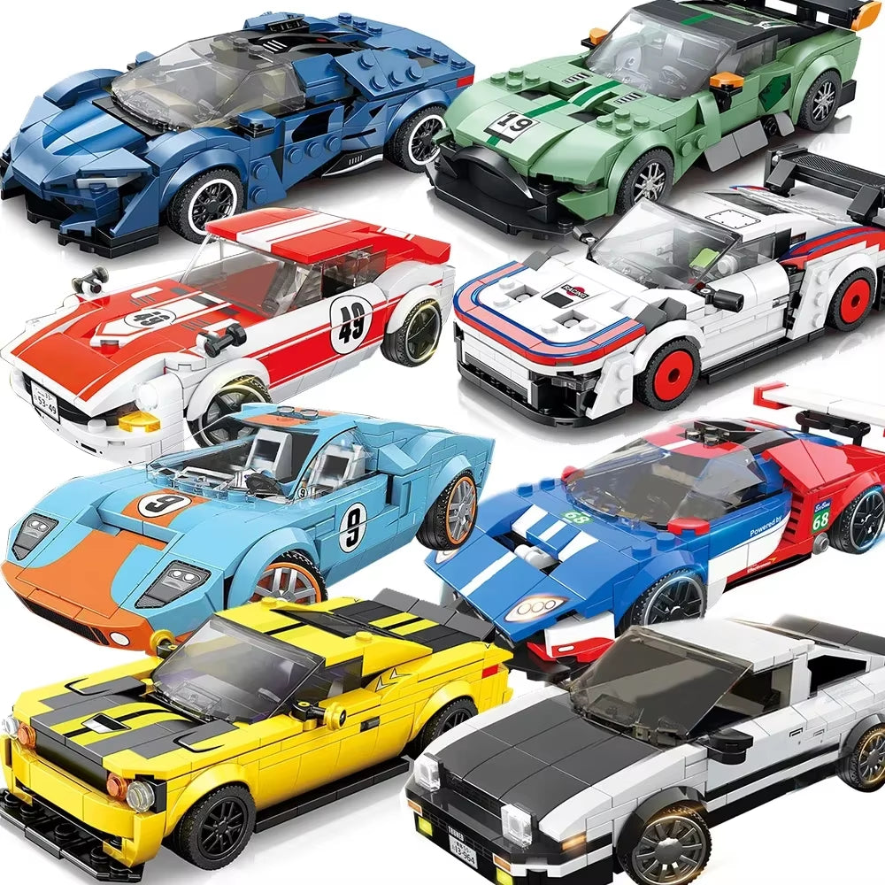 City Car Vehicle Speed Racer Building Blocks Brick Racing Super Technique Car Moc Creative Garage Set Educational Toys
