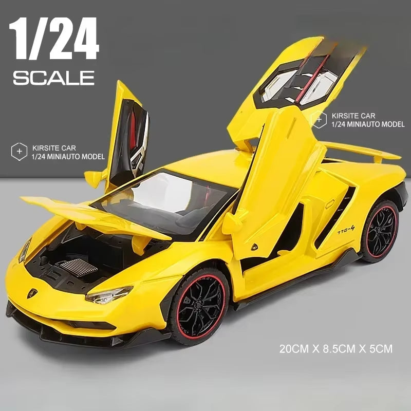 Simulation 1/24 Scale Lamborghini LP770 Super Car Model Sound Light Children Boys Diecast Toys Vehicles Gift Collective Voiture
