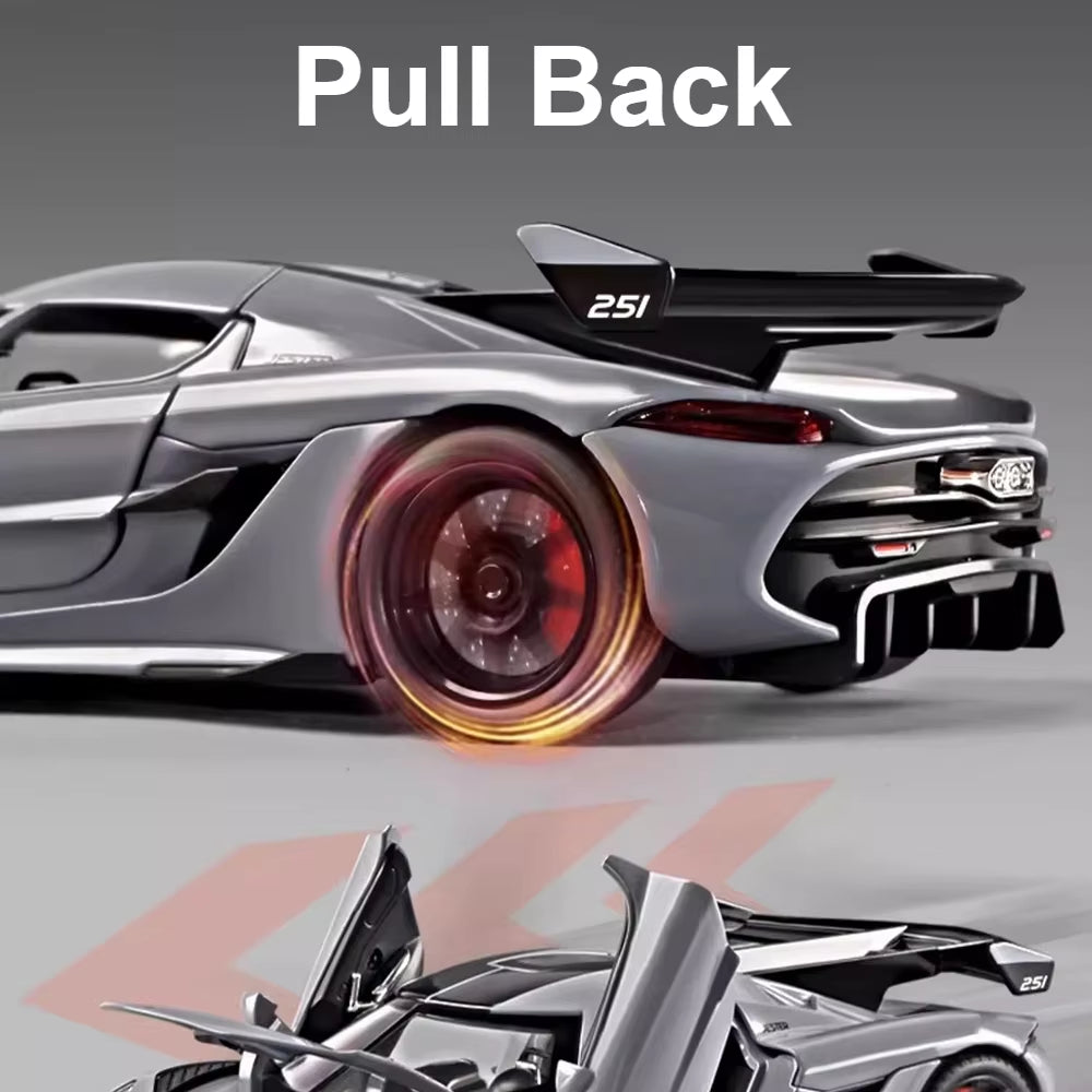 1:22 Scale Jesko Super Car Model Toys Metal Diecast Light Music Pull Back Sports Cars Models Collection Racing Vehicle Gift Boys