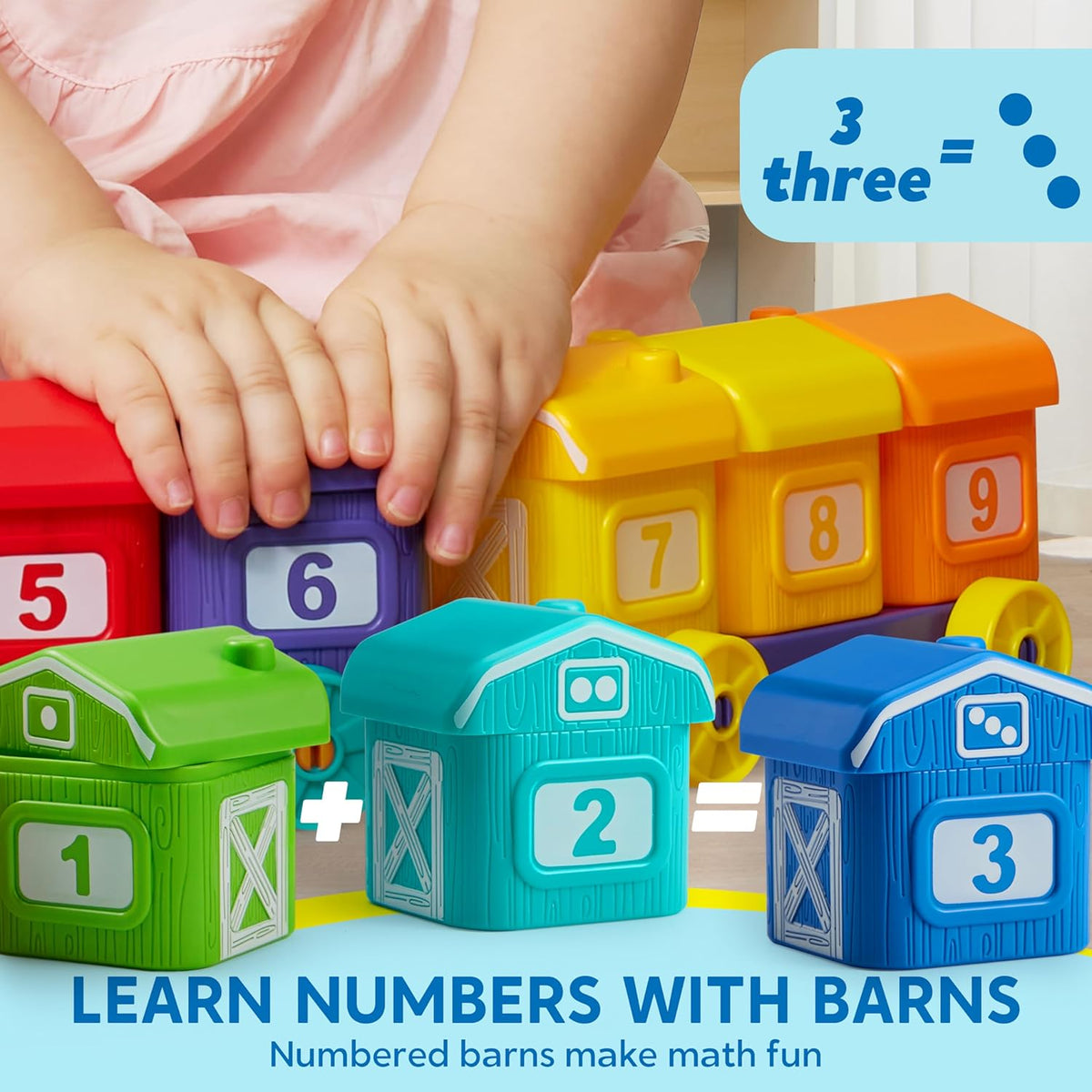Montessori Toys for Toddlers 1-3, Farm Animal Train Toy for Counting, Stacking, Matching & Sorting with 9 Animal Figures & 1 Farmer, Toys for 1 2 3 4 Year Old Boys Girls Gifts