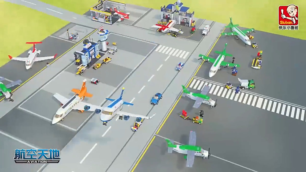 City Cargo Airplane Building Blocks Toy Creative Educational Airport Playset