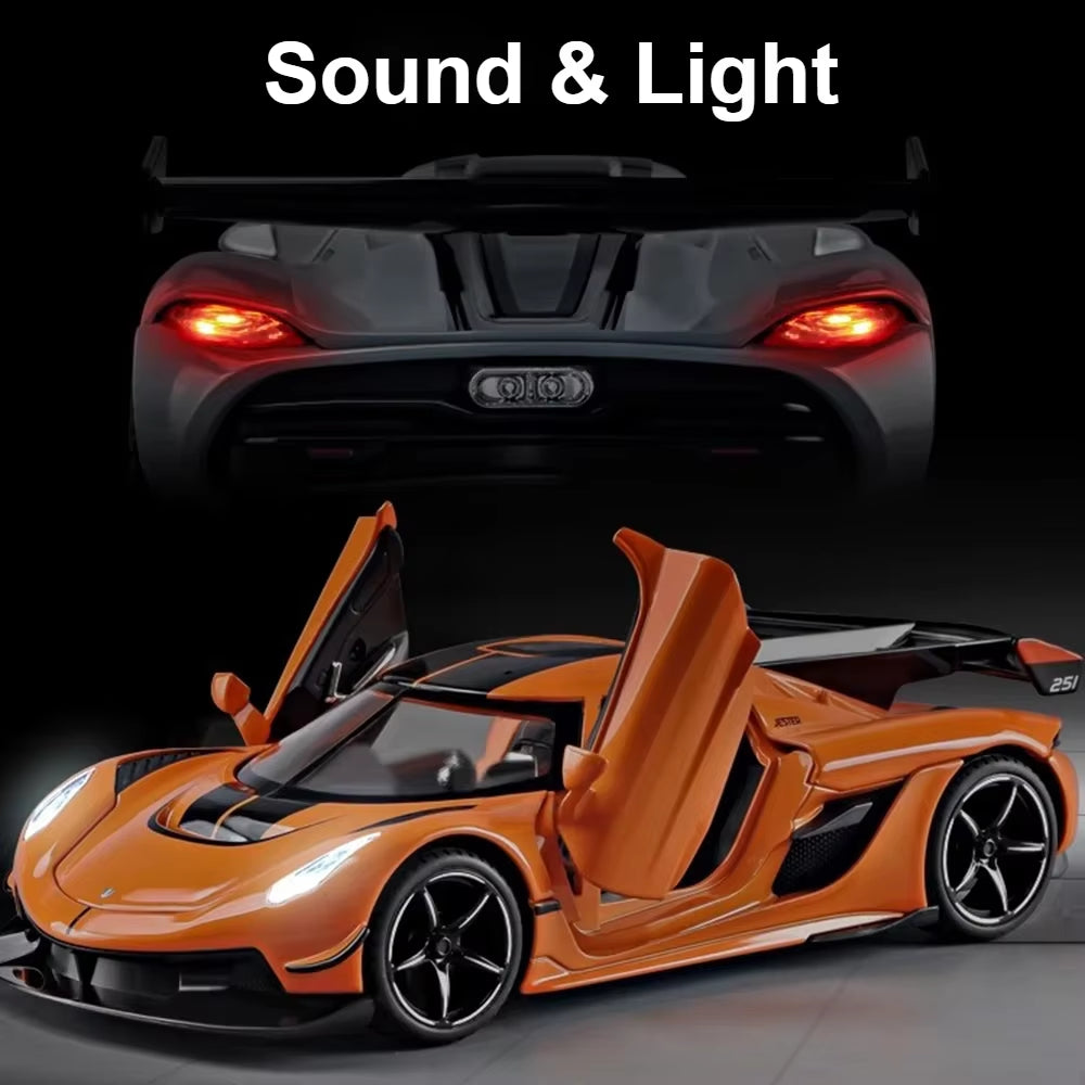 1:22 Scale Jesko Super Car Model Toys Metal Diecast Light Music Pull Back Sports Cars Models Collection Racing Vehicle Gift Boys