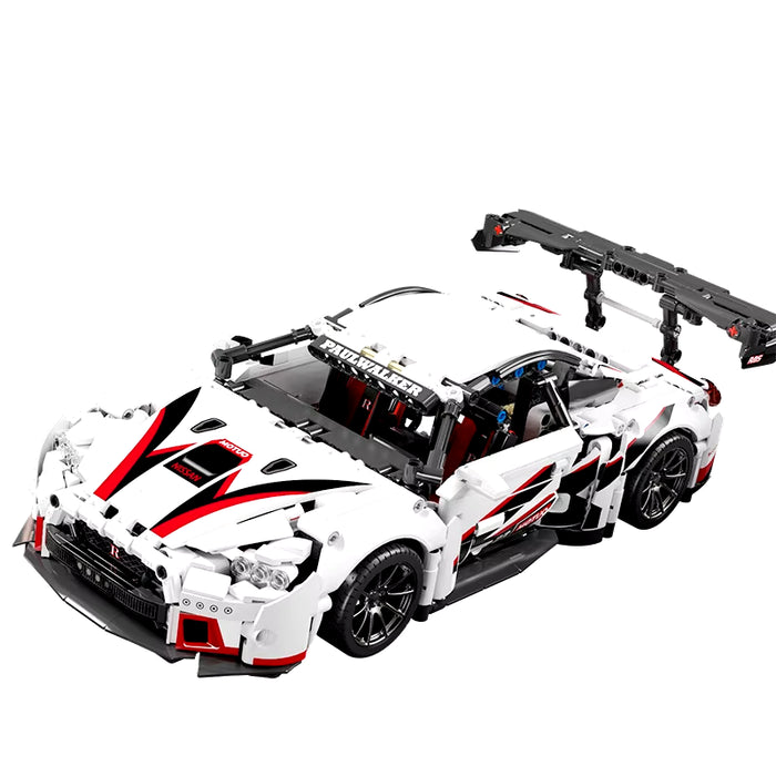 White Supercar Building Blocks Set — RC Racing Brick Model