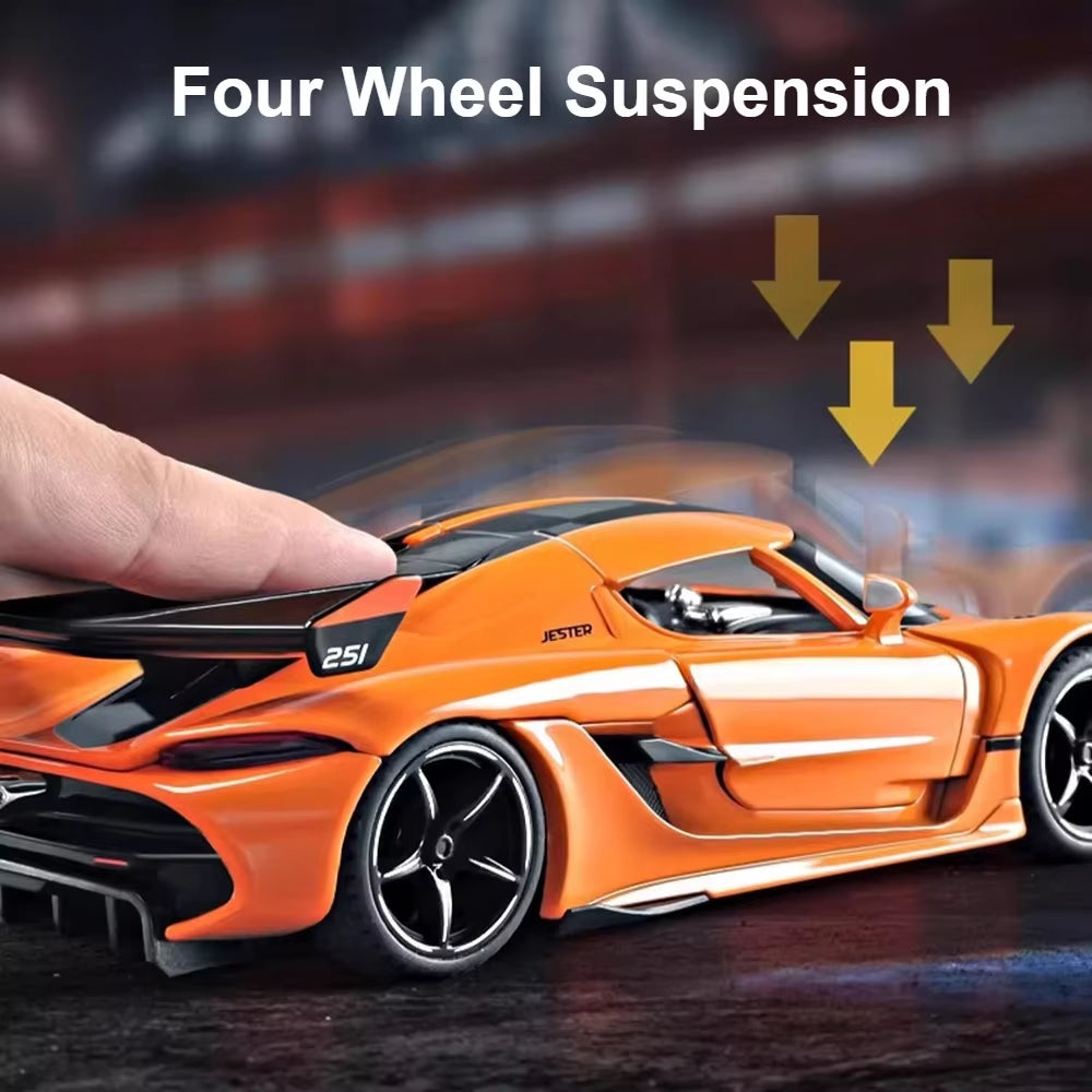 1:22 Scale Jesko Super Car Model Toys Metal Diecast Light Music Pull Back Sports Cars Models Collection Racing Vehicle Gift Boys