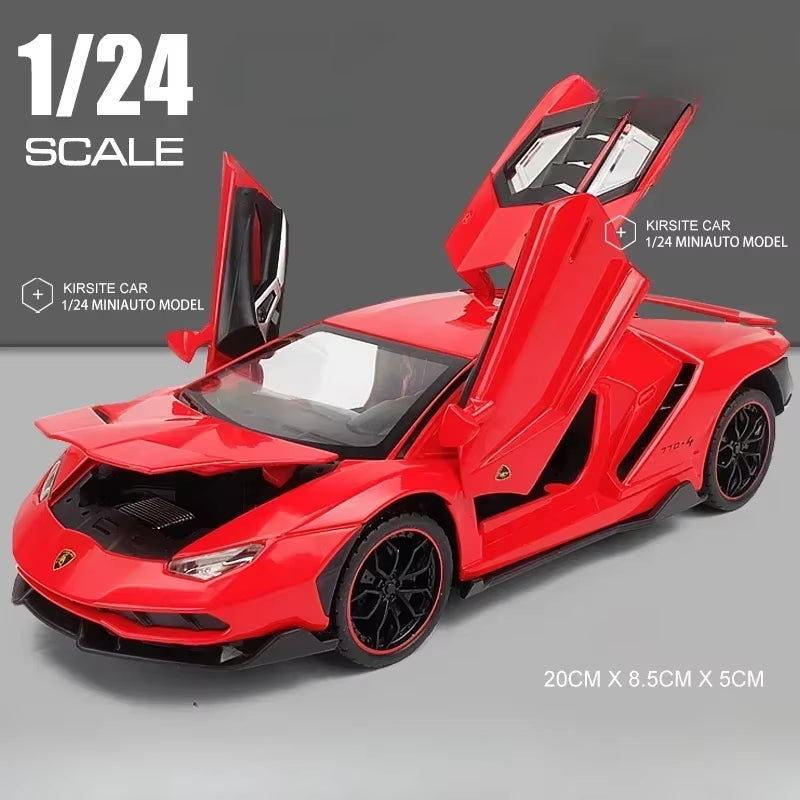 Simulation 1/24 Scale Lamborghini LP770 Super Car Model Sound Light Children Boys Diecast Toys Vehicles Gift Collective Voiture